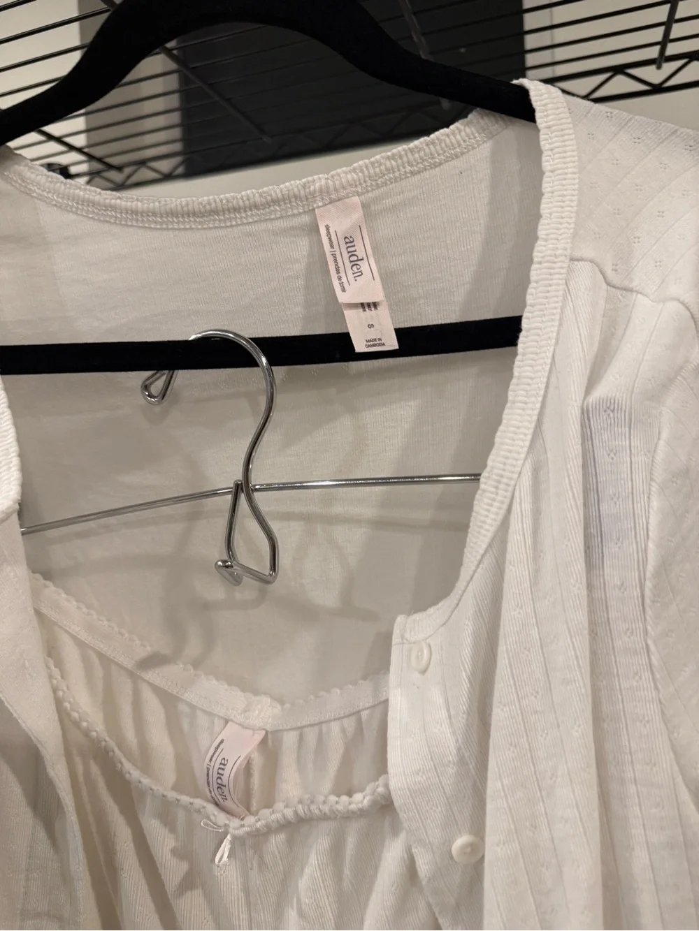 Auden White Ribbed Wide-Leg Lounge Pants with Matching Cardigan